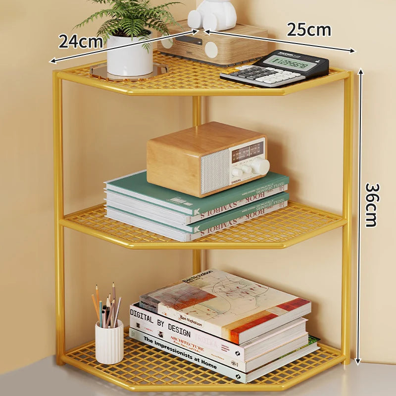 Corner Storage Shelf Metal Mesh Space-Saving
