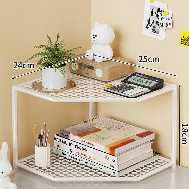 Corner Storage Shelf Metal Mesh Space-Saving