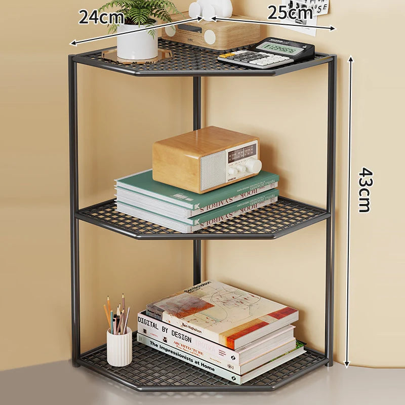 Corner Storage Shelf Metal Mesh Space-Saving