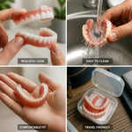 Cosmetic Denture Set Upper & Lower Natural-Looking 3-Piece Set