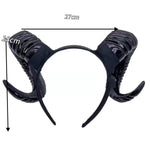 Costume Accessory Set Feathered Horn Headband & Lace Choker