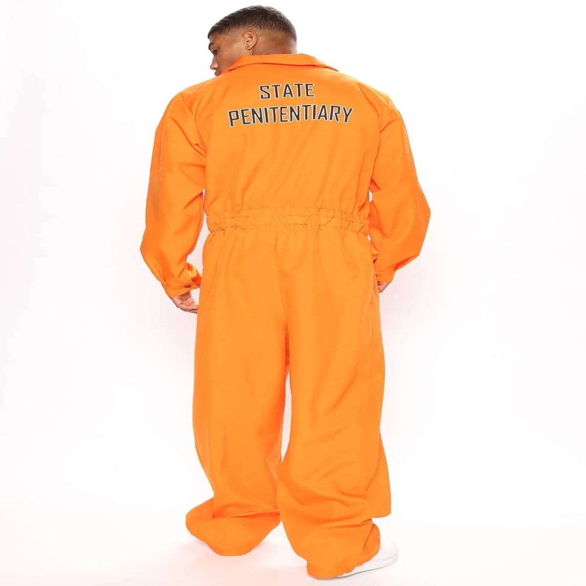Costume Jumpsuit Orange Chest Print Front Closure