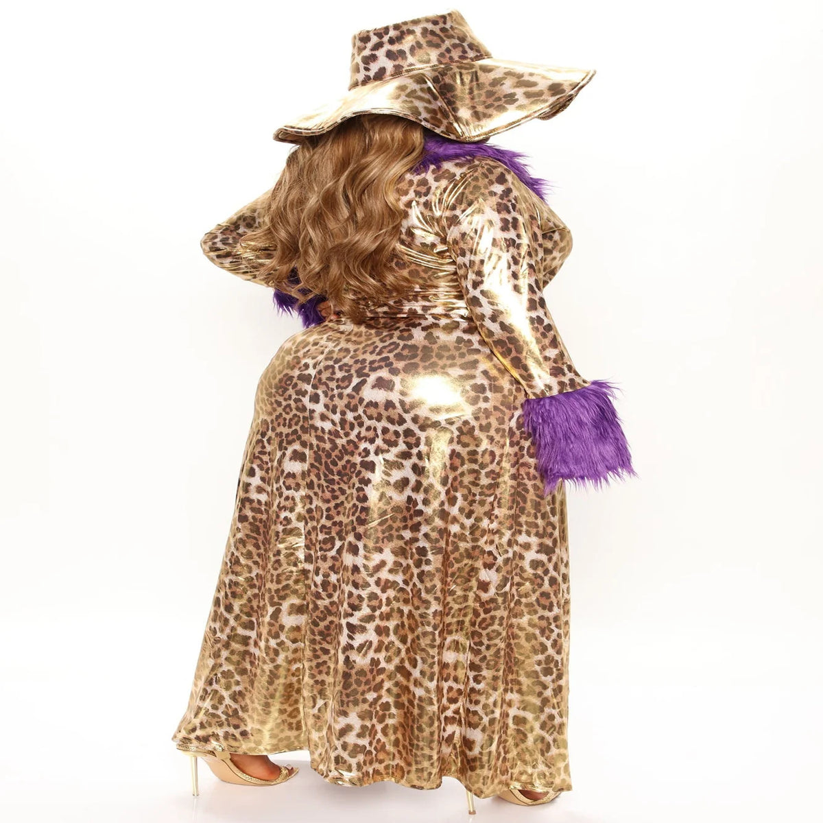 Costume Set Leopard Print Faux Fur Trim 3-Piece