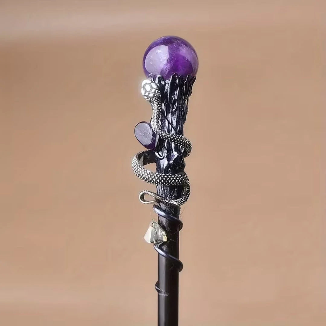 Costume Wand Clear Crystal Tip Decorative Finish