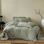 Cotton Bedding Set Percale Ruffled Duvet Cover & Pillowcases