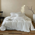 Cotton Bedding Set Percale Ruffled Duvet Cover & Pillowcases