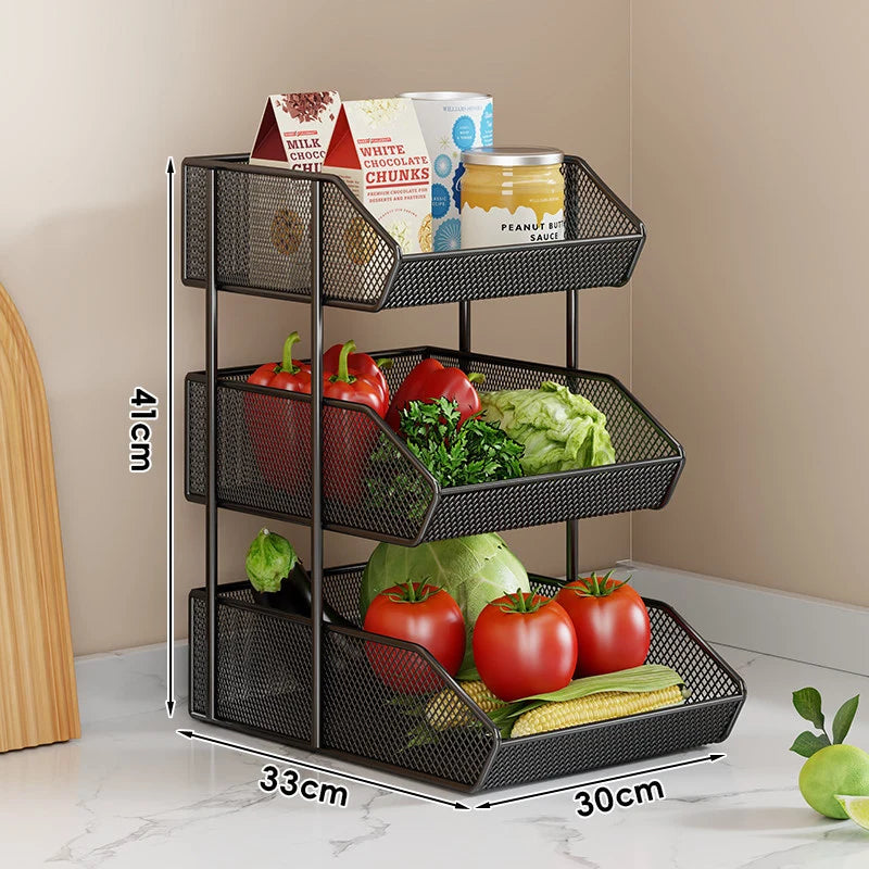 Countertop Fruit Organizer Metal Wire Space-Saving