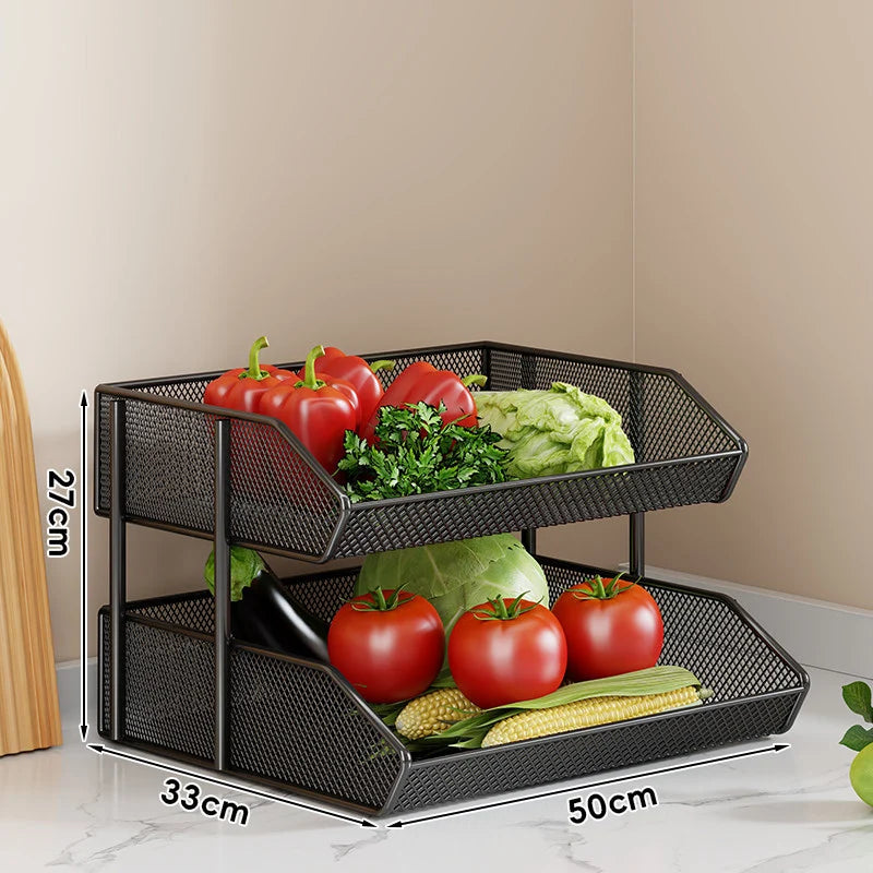 Countertop Fruit Organizer Metal Wire Space-Saving