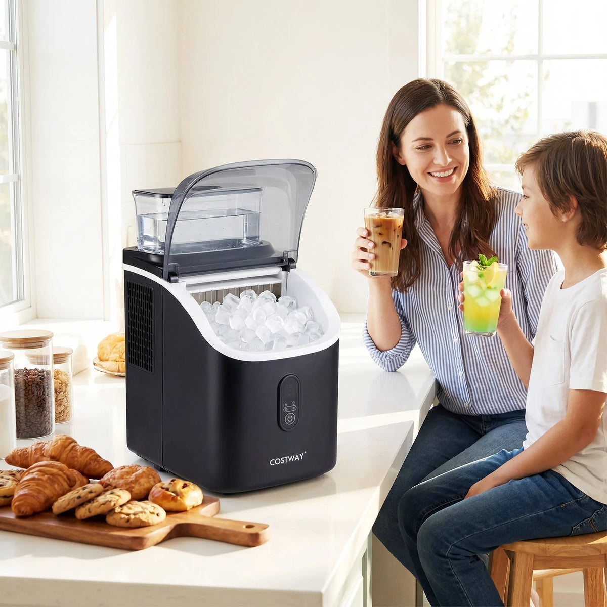Countertop Ice Maker 13-Minute Cycles Self-Cleaning & Dual Fill
