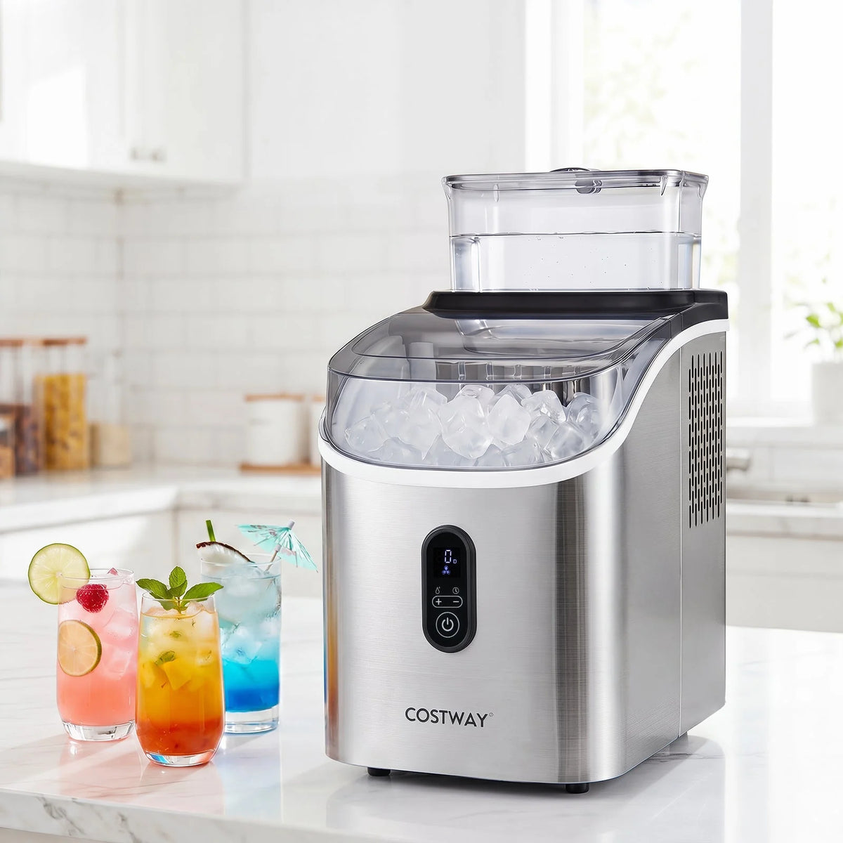 Countertop Ice Maker 13-Minute Cycles Self-Cleaning & Dual Fill