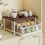 Countertop Organizer Wood Top Sliding Wire Basket