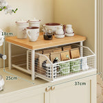 Countertop Organizer Wood Top Sliding Wire Basket