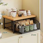Countertop Organizer Wood Top Sliding Wire Basket