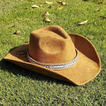 Cowboy Hat Faux Suede Wide Brim Structured Crown