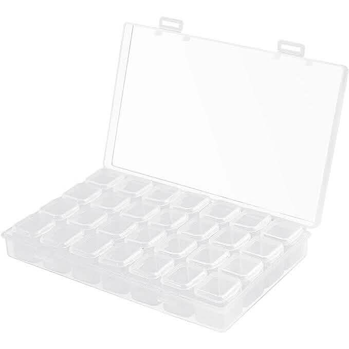 Craft Storage Box 28 Compartments Clear Plastic