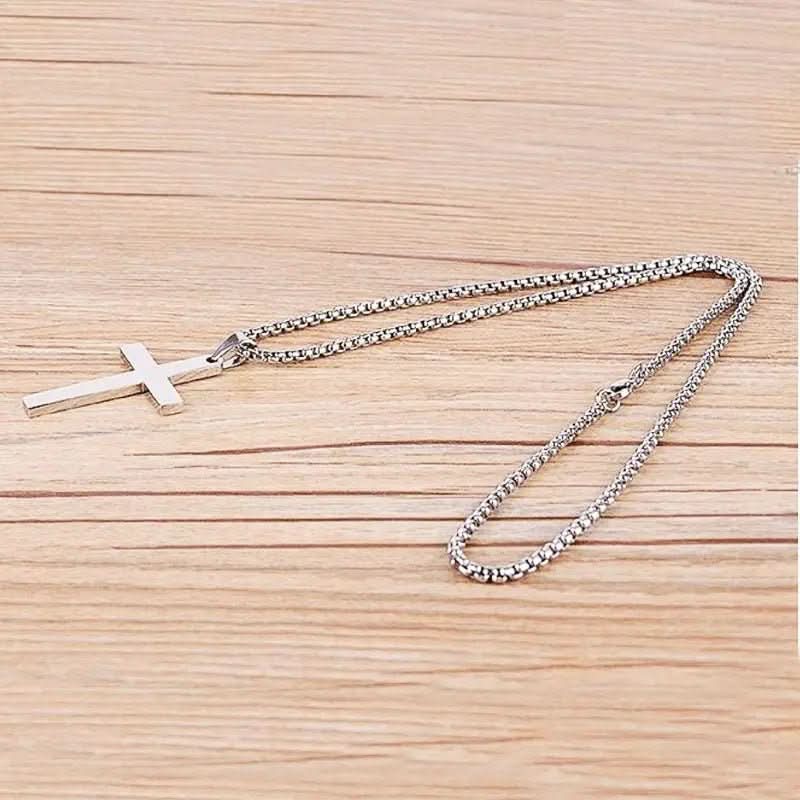 Cross Necklace Stainless Steel Pendant 23.62-Inch Chain