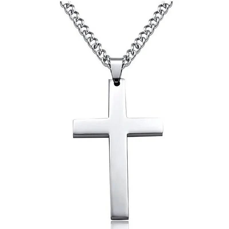 Cross Necklace Stainless Steel Pendant 23.62-Inch Chain