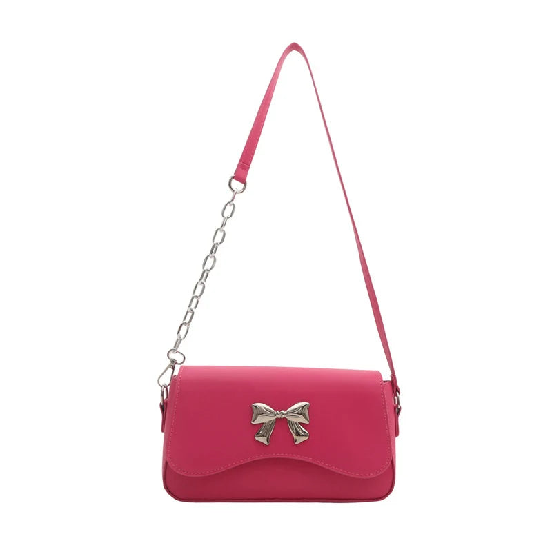 Crossbody Bag Bow Detail Removable Chain Adjustable Strap