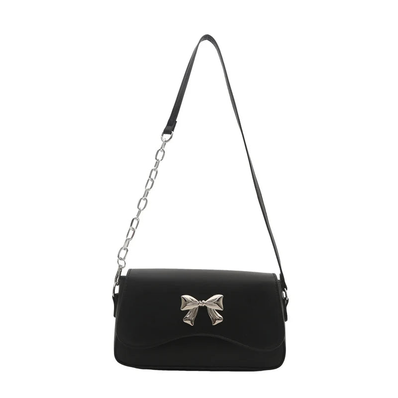 Crossbody Bag Bow Detail Removable Chain Adjustable Strap