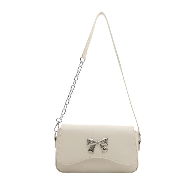Crossbody Bag Bow Detail Removable Chain Adjustable Strap