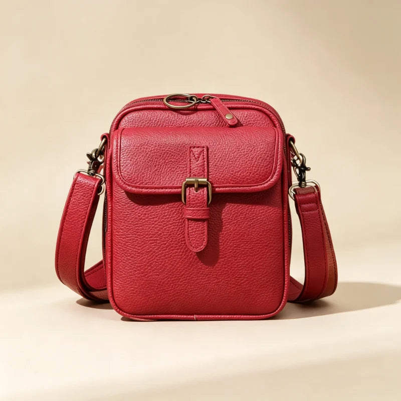 Crossbody Bag Compact Square Anti-Theft Zipper Adjustable Strap