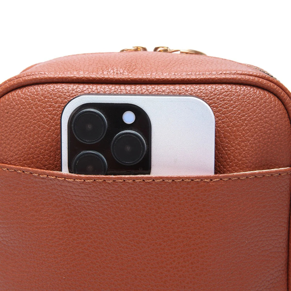 Crossbody Bag Compact Square Anti-Theft Zipper Adjustable Strap