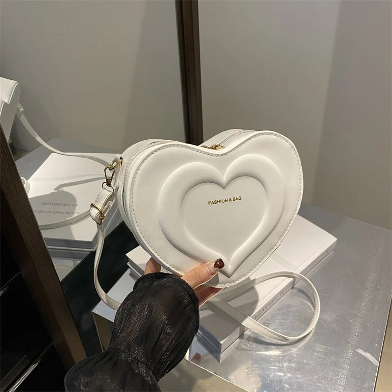 Crossbody Bag Heart-Shaped Adjustable Strap Daily Essentials Carrying