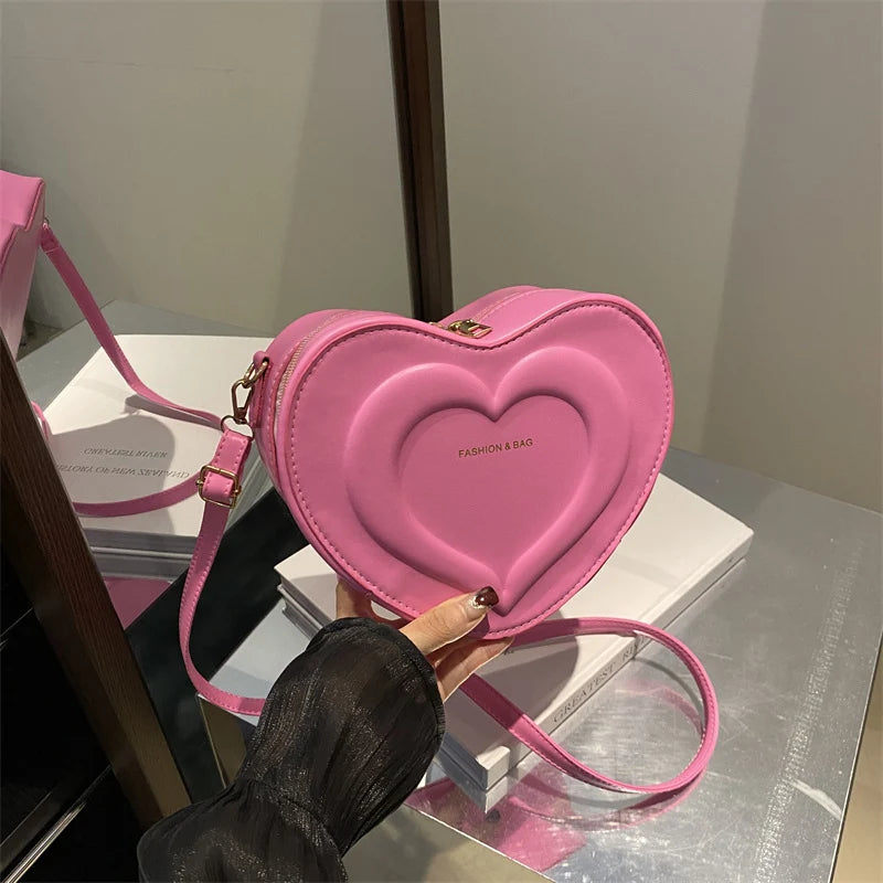 Crossbody Bag Heart-Shaped Adjustable Strap Daily Essentials Carrying