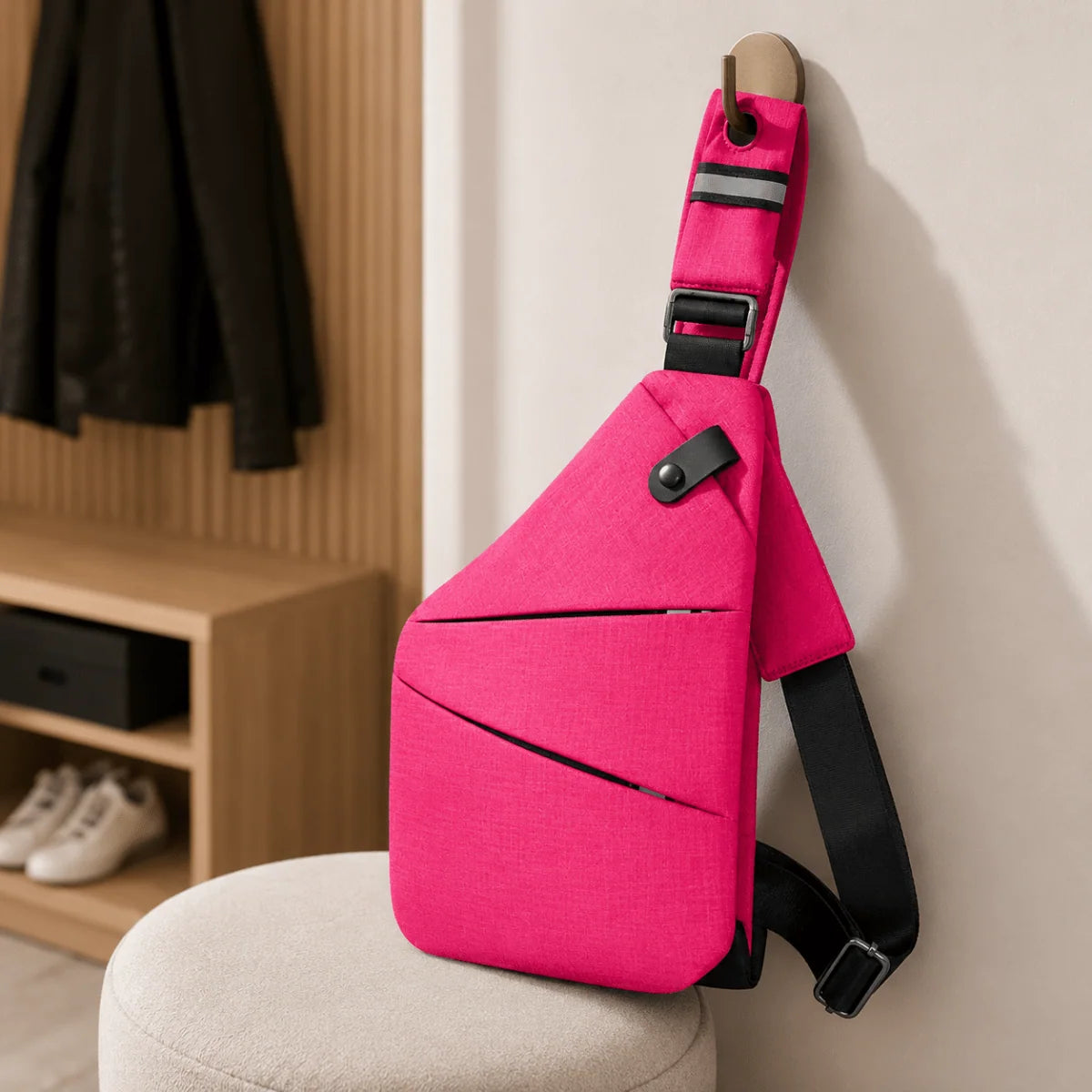 Crossbody Bag RFID-Protected Cut-Resistant Strap Water-Resistant Fabric
