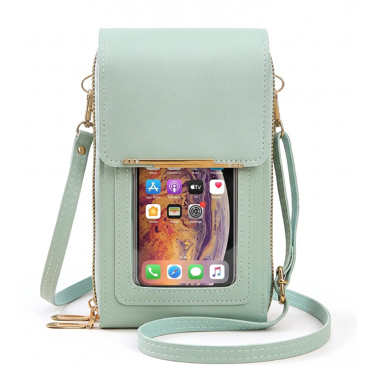 Crossbody Phone Bag RFID-Blocking Clear Touchscreen Window Fits 6.7-Inch Phones