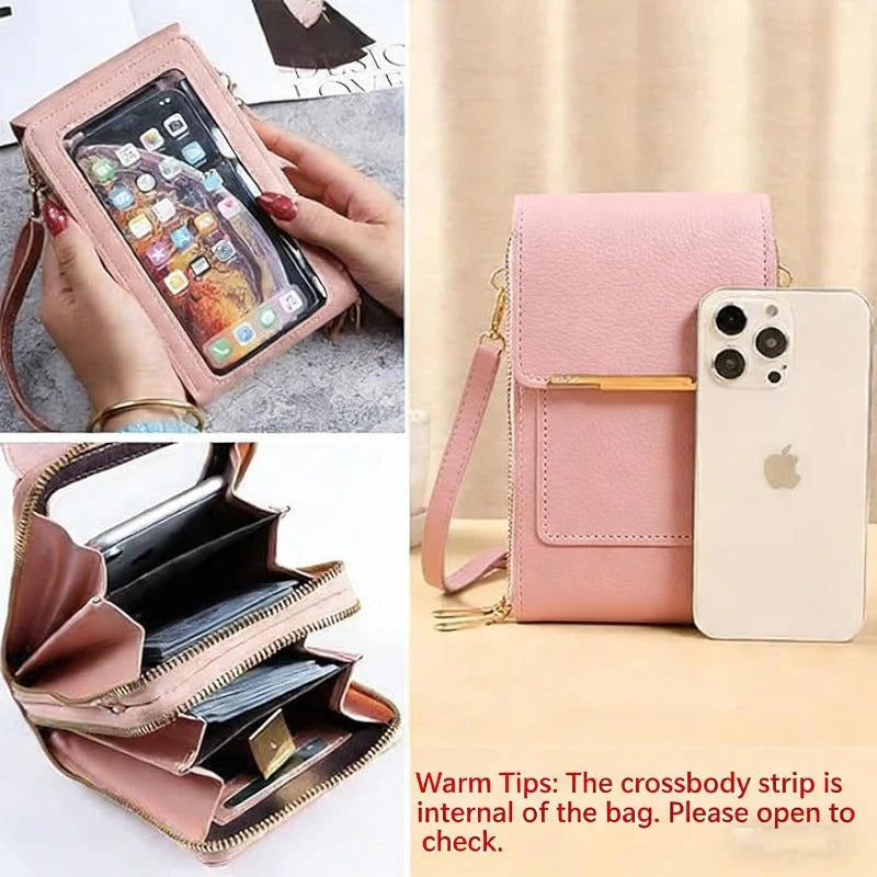 Crossbody Phone Bag RFID-Blocking Clear Touchscreen Window Fits 6.7-Inch Phones