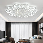 Crystal Chandelier Lotus Design Flush Mount Dimmable Remote Control