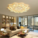 Crystal Chandelier Lotus Design Flush Mount Dimmable Remote Control