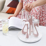 Cup Drying Rack Stainless Steel Holds 6 Cups Rotating Base