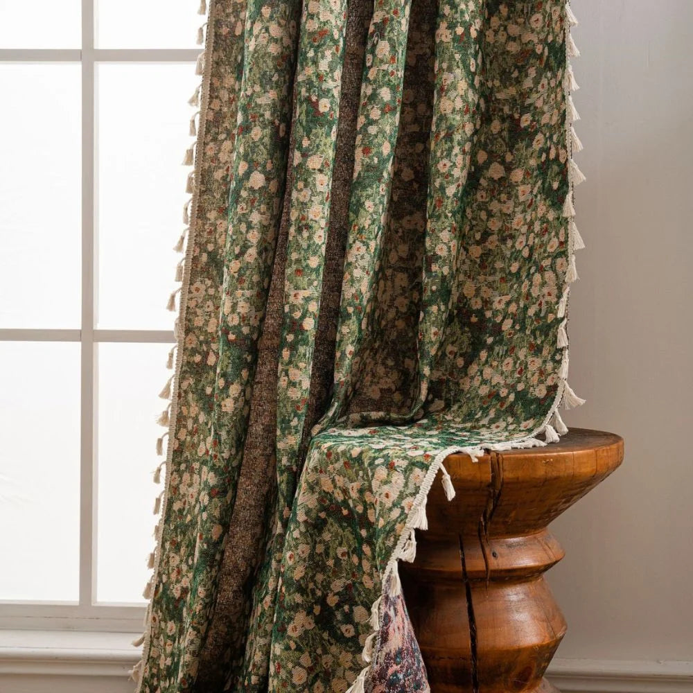 Curtain Panel French Floral Microfiber Light-Filtering