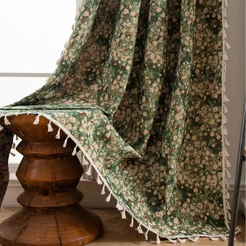 Curtain Panel French Floral Microfiber Light-Filtering