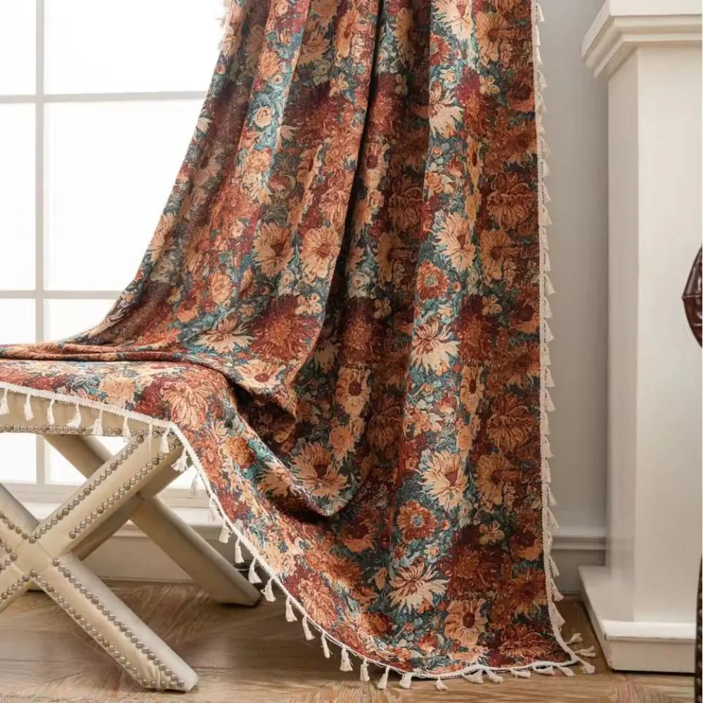 Curtain Panel French Floral Microfiber Light-Filtering