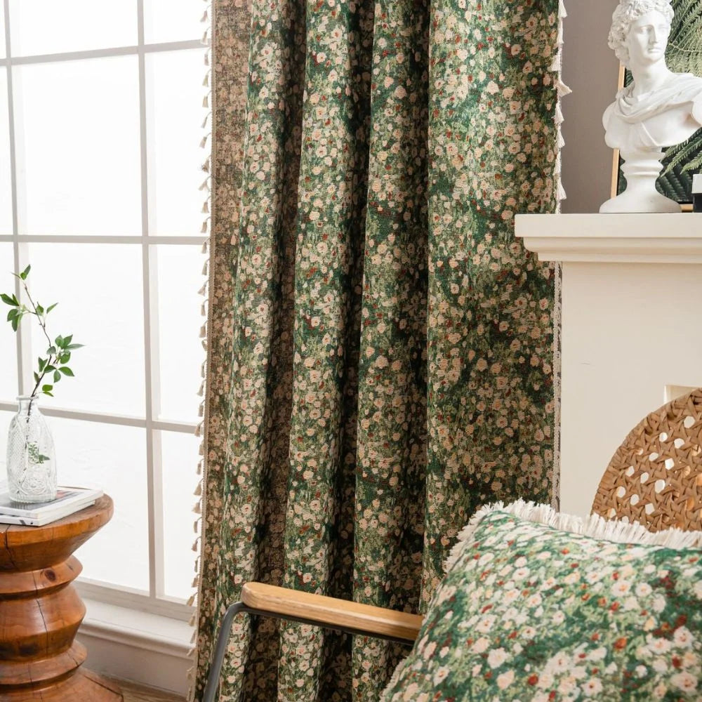 Curtain Panel French Floral Microfiber Light-Filtering