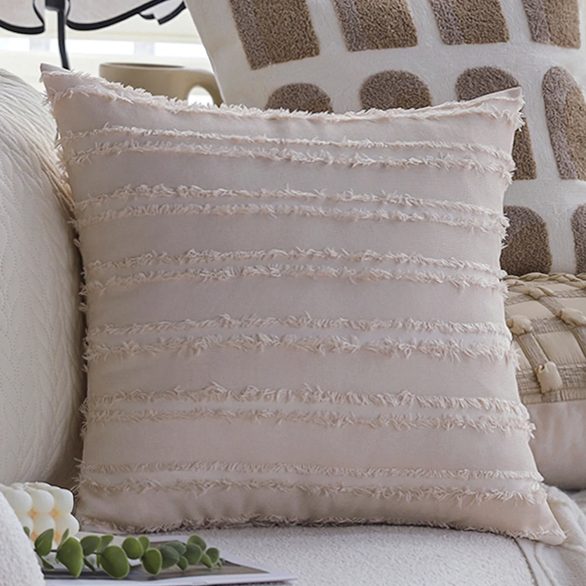 Cushion Cover 18x18in Knotted Grid Concealed Zipper