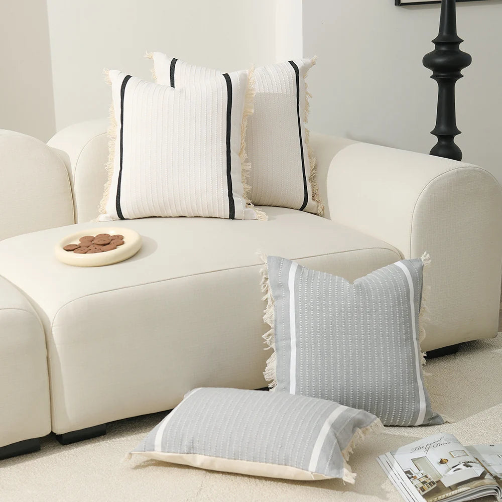 Cushion Cover Boho Textured Weave Cotton-Like Machine Washable