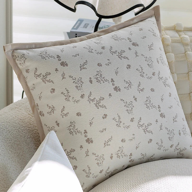Cushion Cover Botanical Jacquard Satin Piping