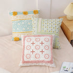 Cushion Cover Botanical Jacquard Tassel Trim 45 × 45 cm