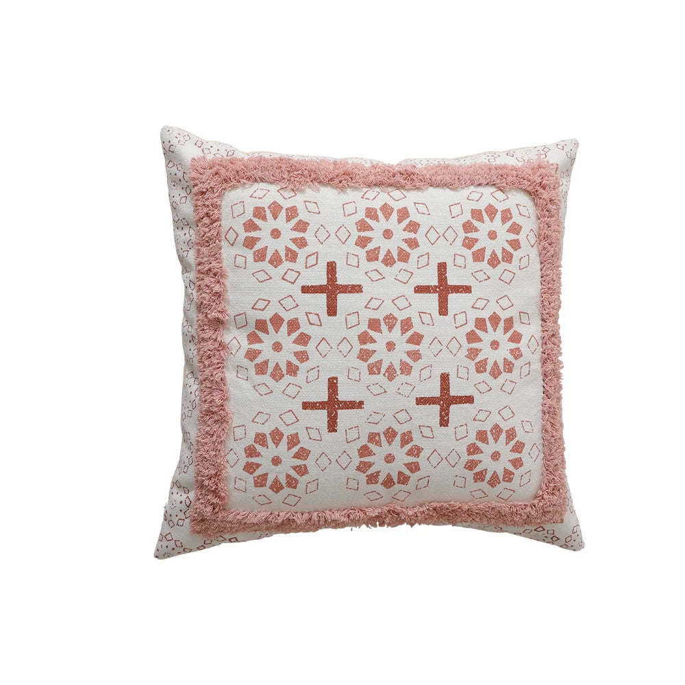 Cushion Cover Botanical Jacquard Tassel Trim 45 × 45 cm