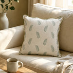 Cushion Cover Botanical Print Cotton Blend Wavy Edge