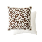 Cushion Cover Bouclé Embroidered Geometric 18 x 18