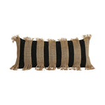 Cushion Cover Bouclé Jute Stripes & Fringes Concealed Zipper