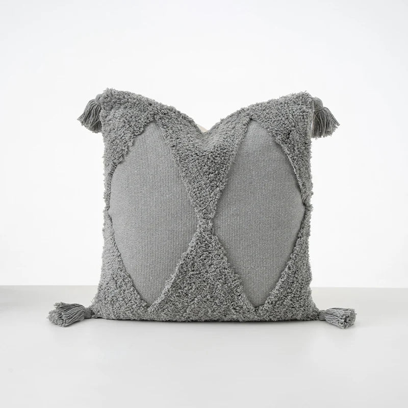 Cushion Cover Bouclé Quilted With Tassels