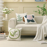 Cushion Cover Bouclé Tufted Floral Removable Cover 18x18 Inch