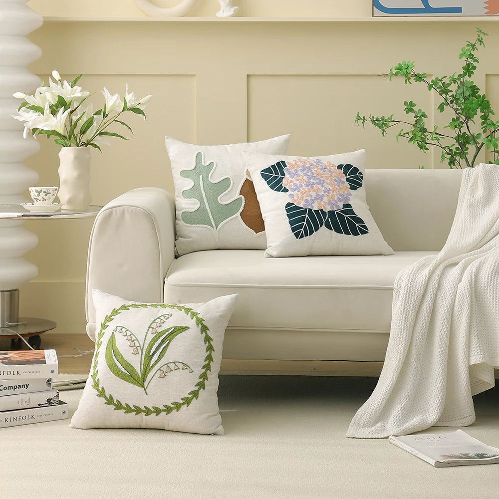 Cushion Cover Bouclé Tufted Floral Removable Cover 18x18 Inch