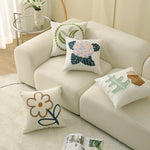 Cushion Cover Bouclé Tufted Floral Removable Cover 18x18 Inch